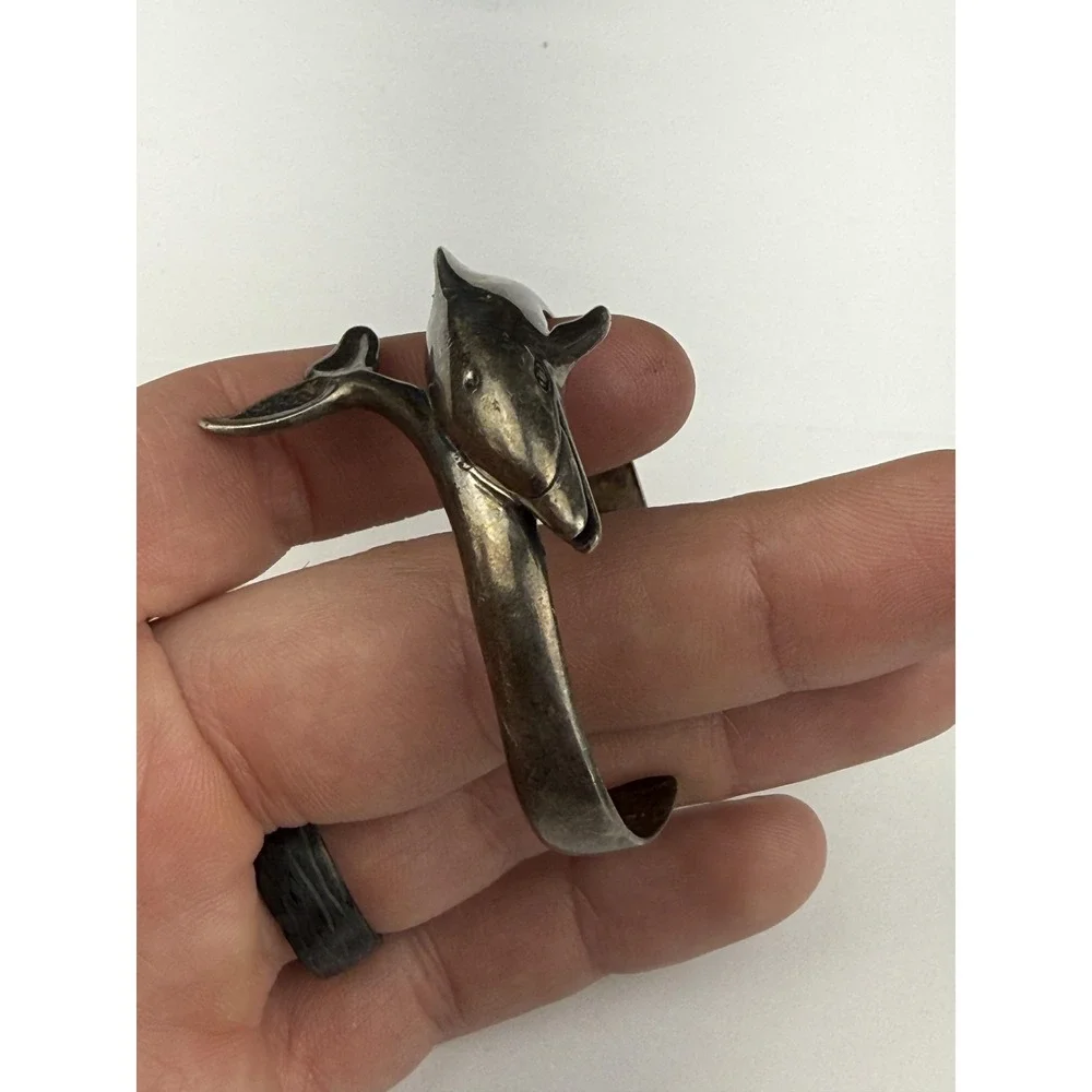 Kabana Sterling Silver Dolphin Cuff Bracelet 925 Sea Life Animal Statement 24.6g